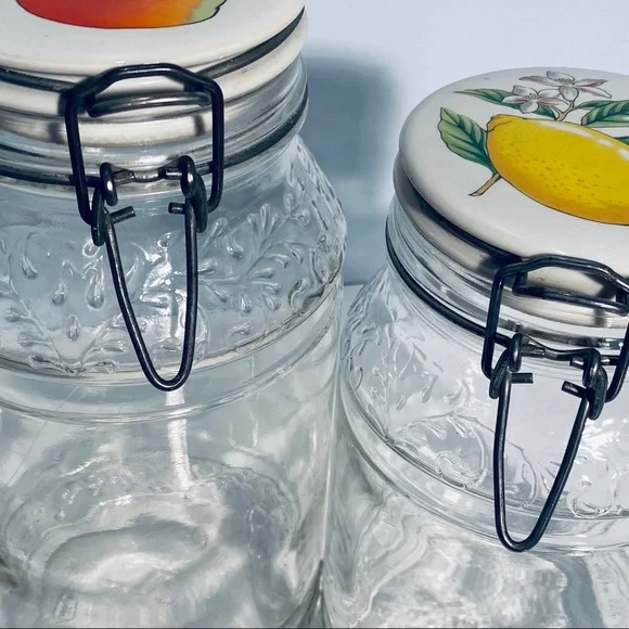 Vintage Clip Top Jar Hinged Ceramic Top Set Of 2 - Picture 12 of 16